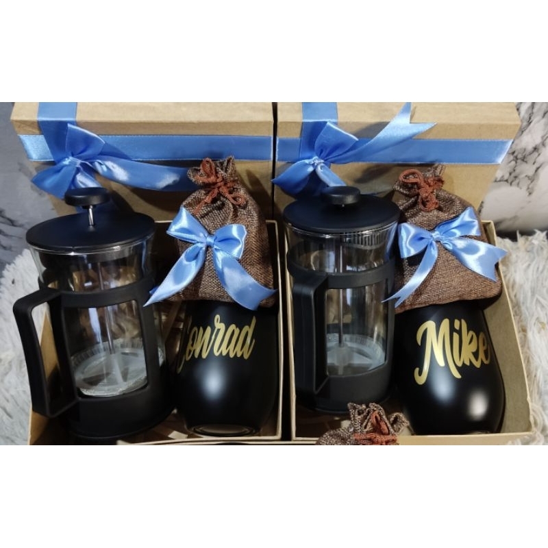 Personalized Gift Set Coffee Press With Egg Mug And Coffee Press In