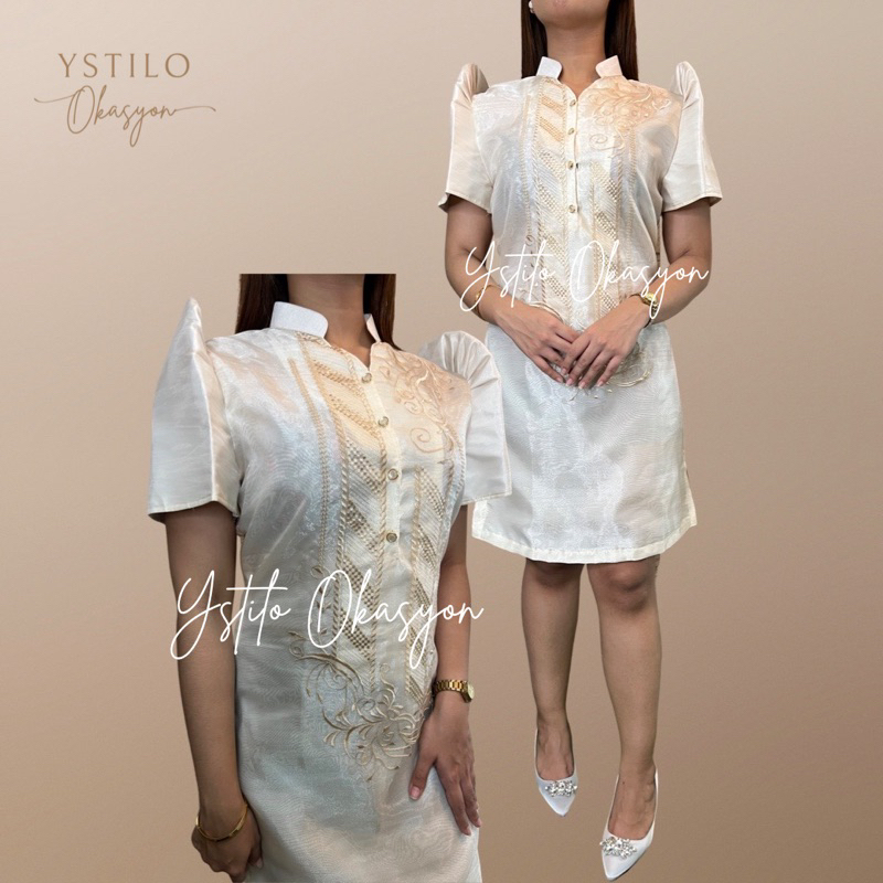 Modern Filipiniana Dress Linen Barong Tagalog Philippine Modern