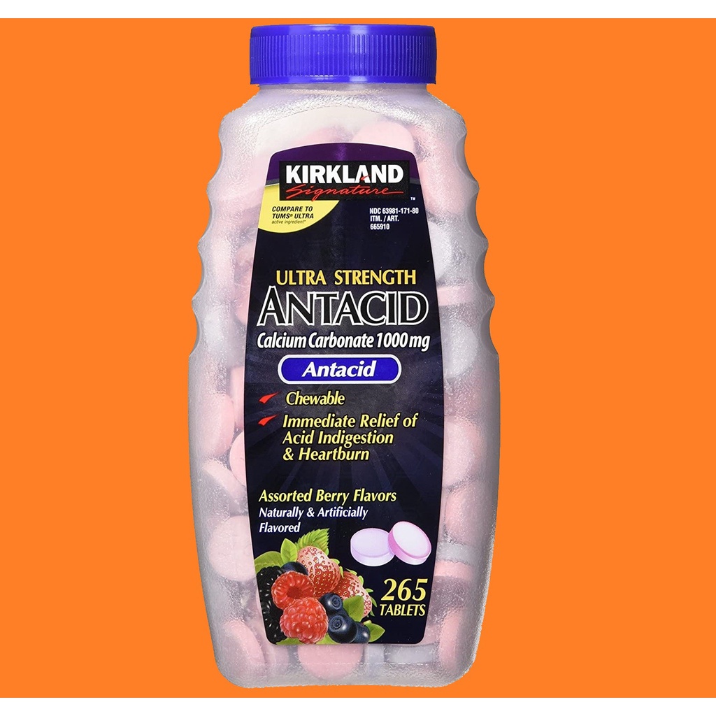 AUTHENTIC Kirkland Signature Antacid Chewable 1000mg 265 Count Ultra