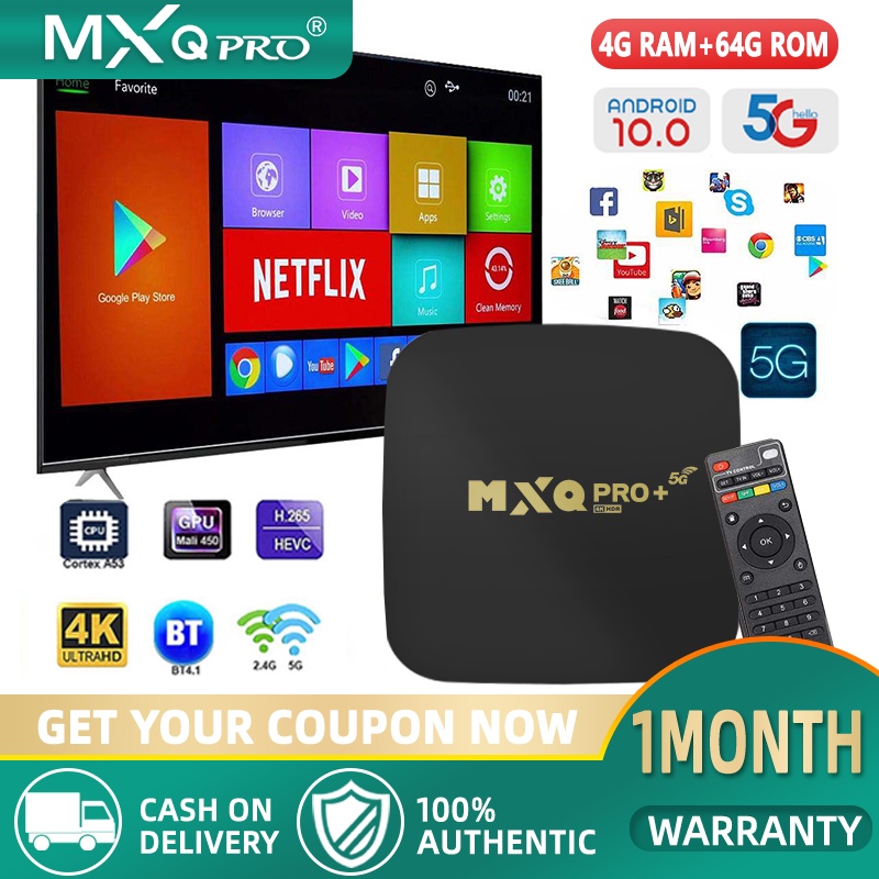 Mxq Pro Tv Box 4k 5g 4gb 64gb MXQ PRO Android Smart Digibox Tv Box For