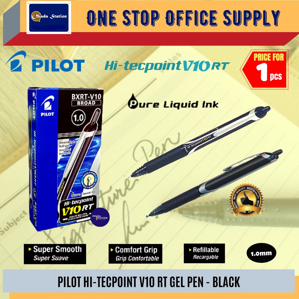 Pilot HI Techpoint V10 RT Roller Ball Pen Black PILOT Pilot HI