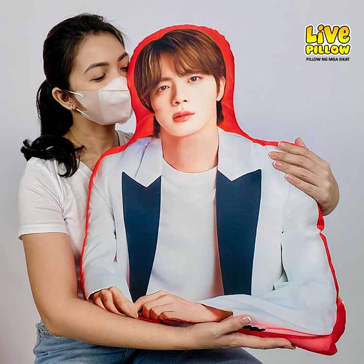 LIVEPILLOW BTS Merch Jin Kim Seok Jin Pillow Half Body Big Size 21x25