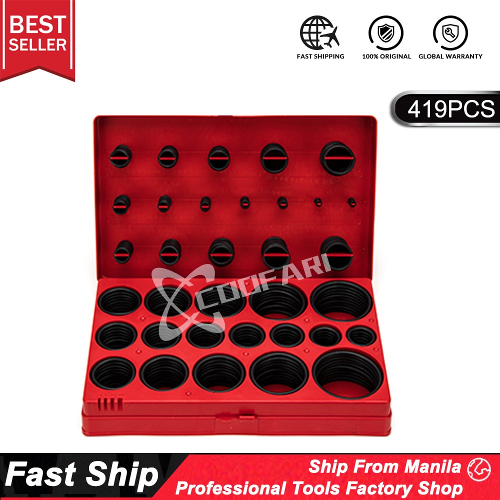 419pcs O Ring Assortment Set Seal Gasket Universal Rubber O Ring Kit