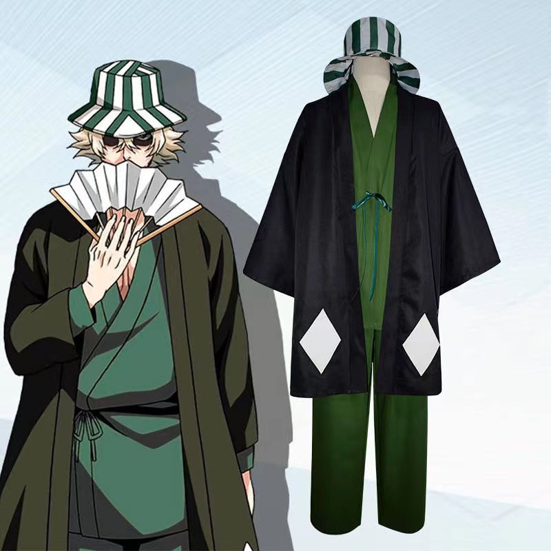 Anime Bleach Cosplay Urahara Kisuke Set Costume Hat Cos Kimono Suit