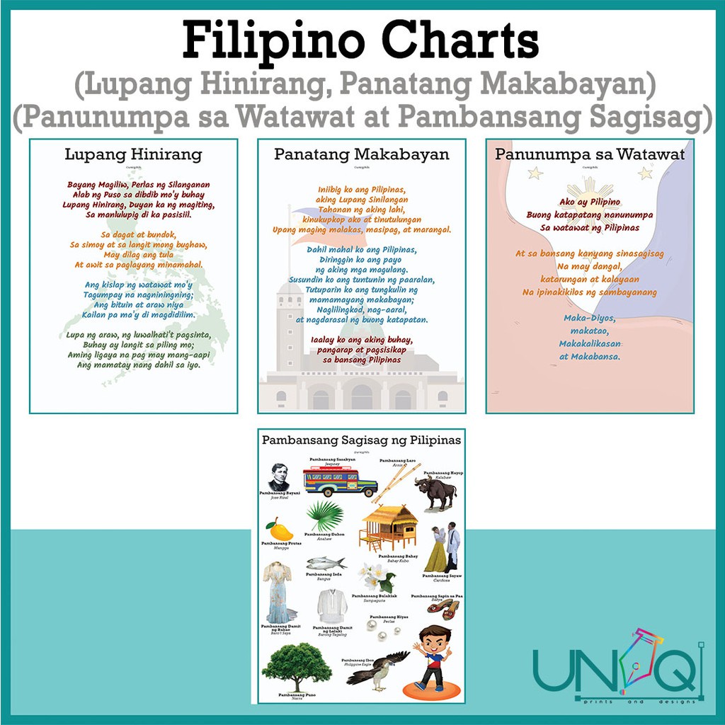 UNIQ Filipino Laminated Educational Wall Charts Lupang Hinirang 0 The