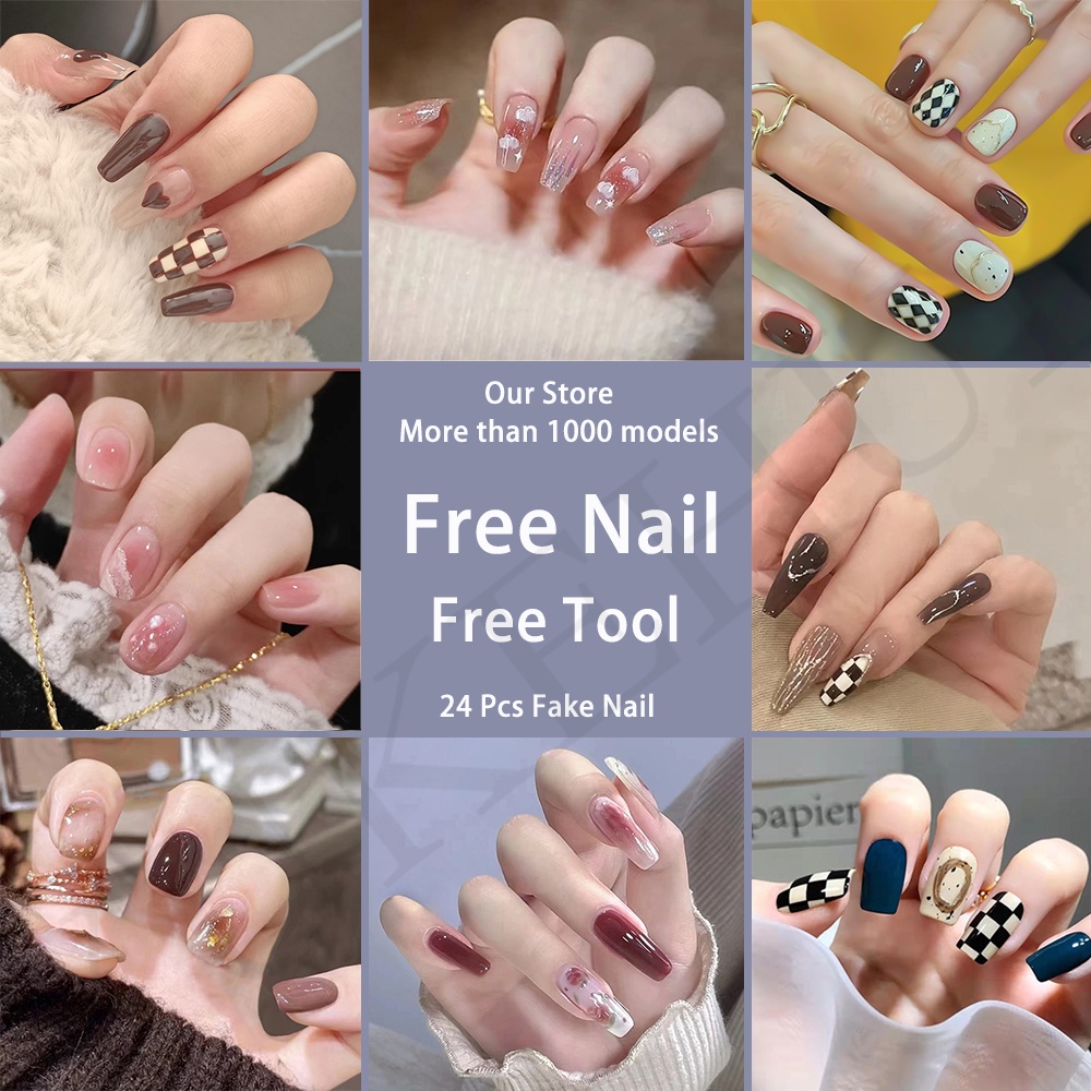 Trend Yukehui Pcs Fake Nails Set With Glue Matte Nail Sticker