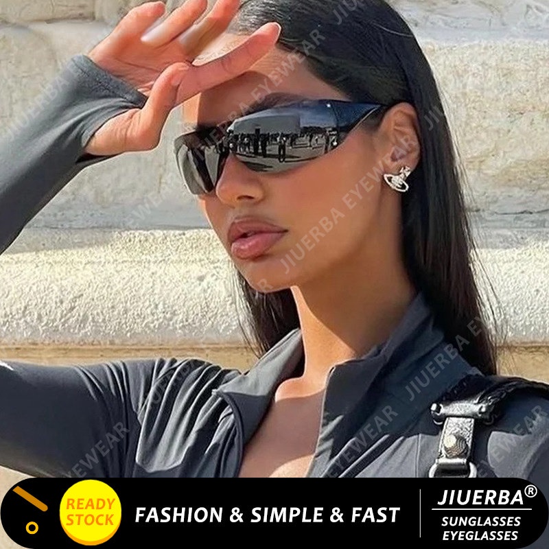 Jiuerba Vintage Rimless One Piece Sunglasses Western Fashion Y K