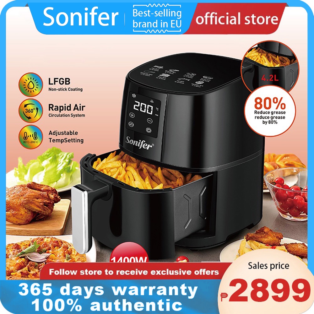 Sonifer 4 2L Electric Air Fryer Oven Cooker With Temperature Control