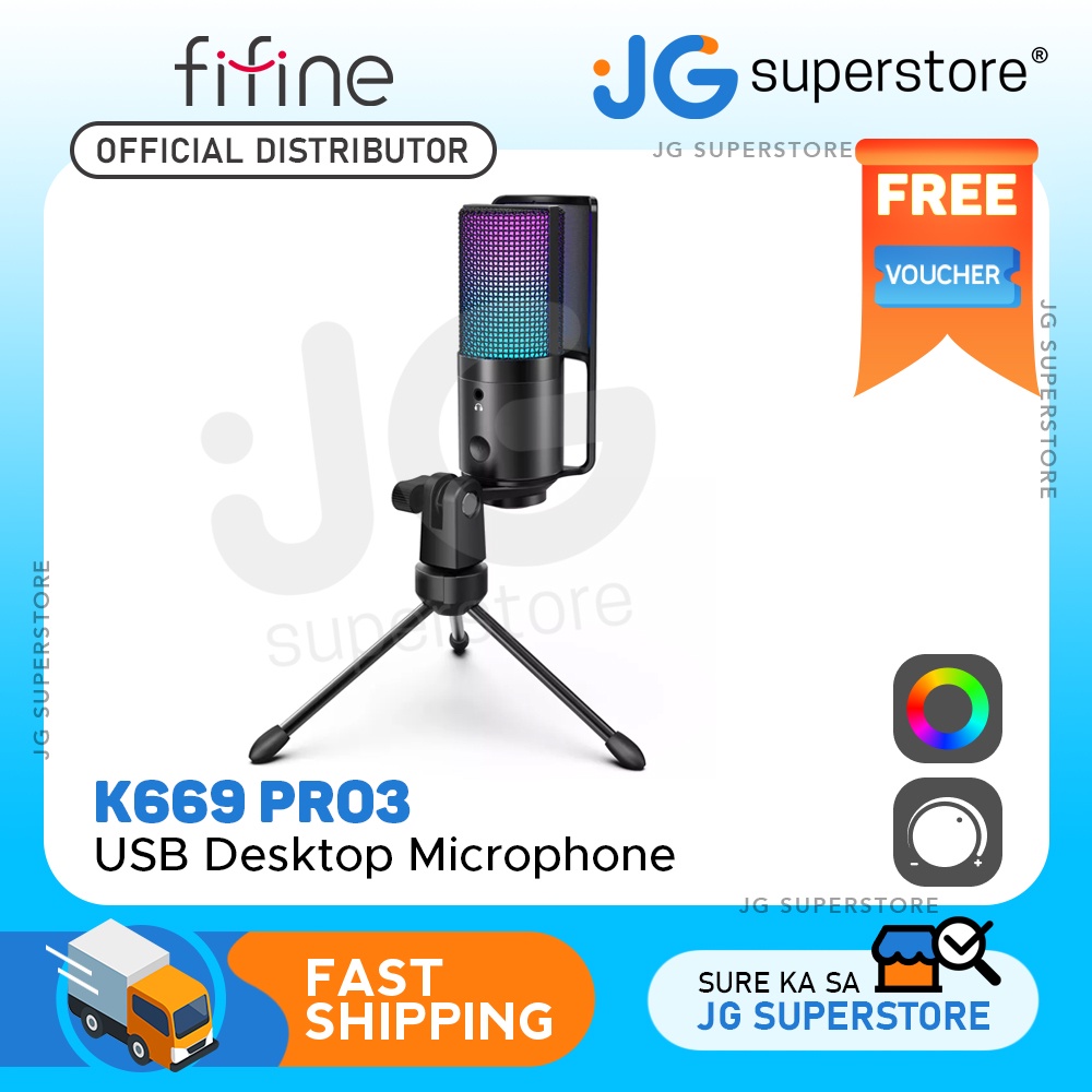 Fifine K Pro Usb Condenser Rgb Desktop Microphone With Monitoring