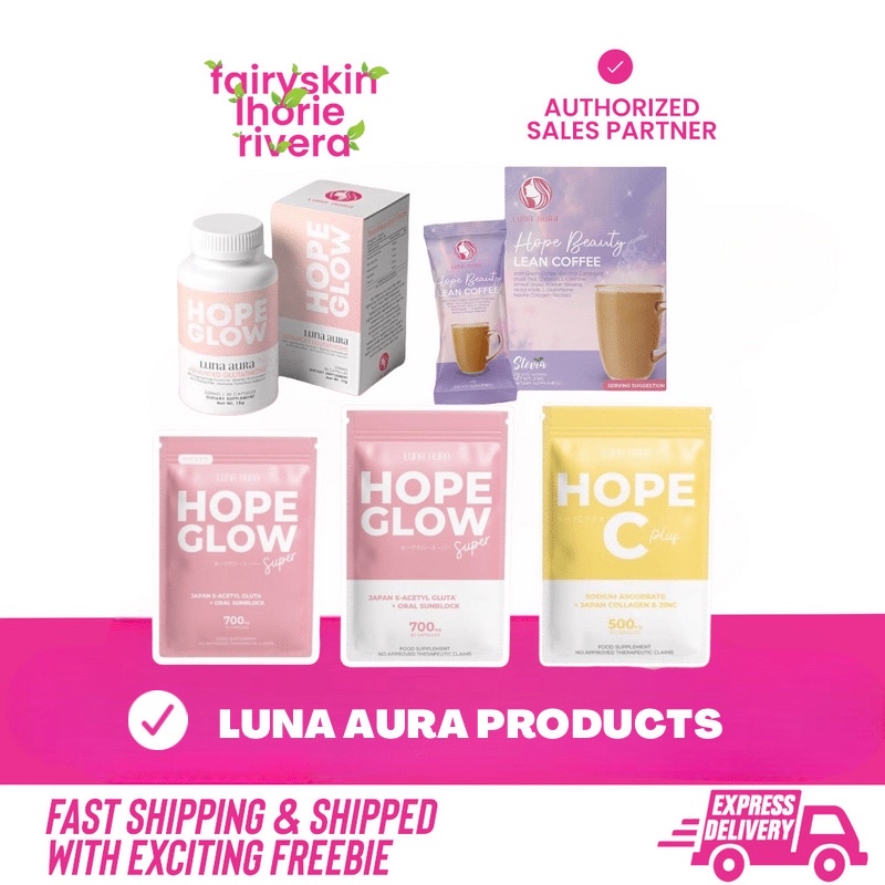 Luna Aura Hope Glow Glutathione Hope Beauty Lean Coffee Super Mini