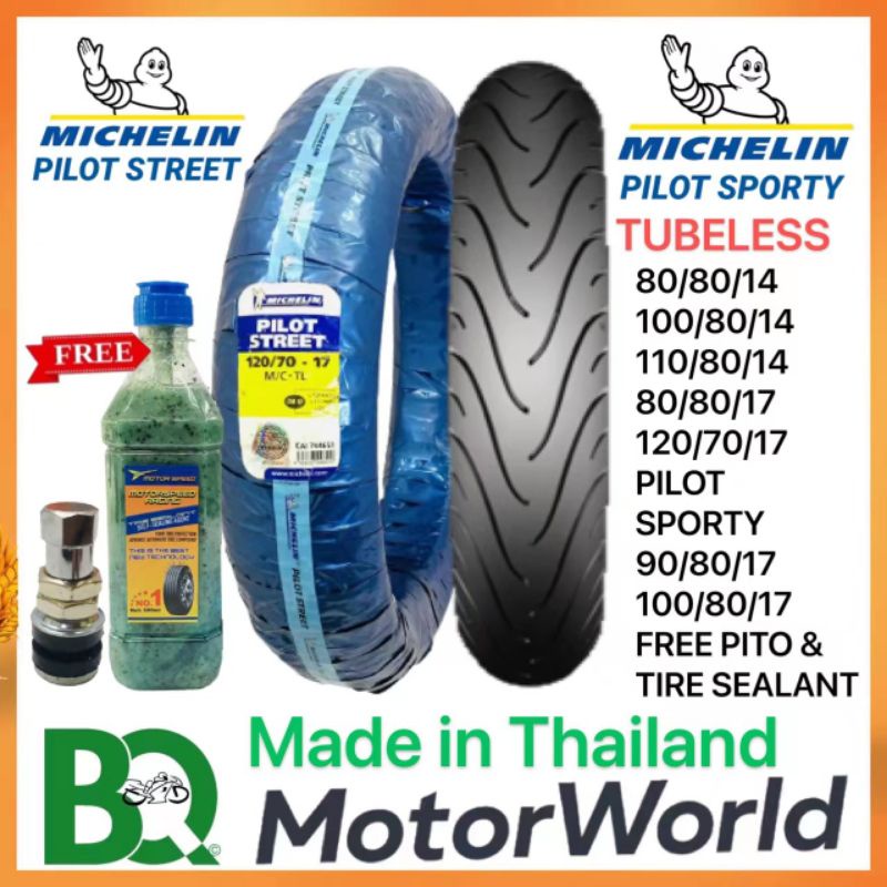 Michelin Pilot Street Pilot Sporty Tubeless Free Tire Sealant Pito 80