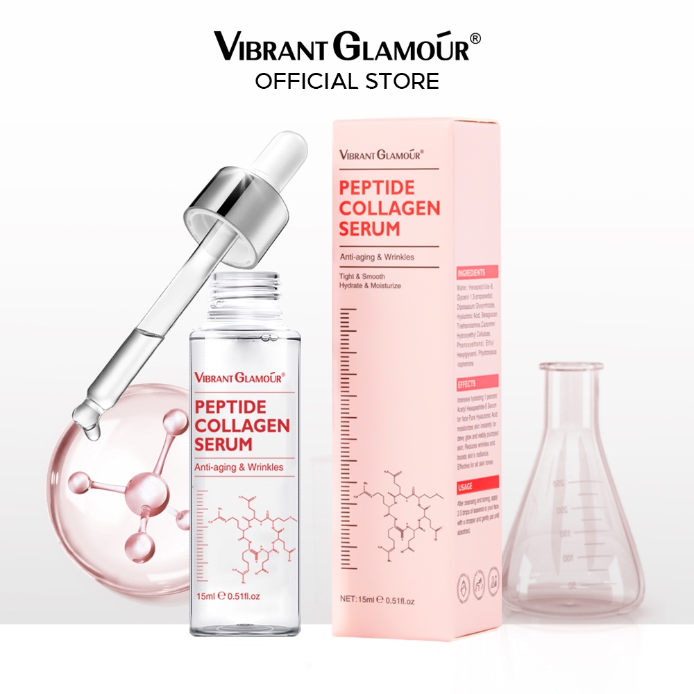 Vibrant Glamour Anti Aging Face Serum Collagen Peptides Vitamin C And E