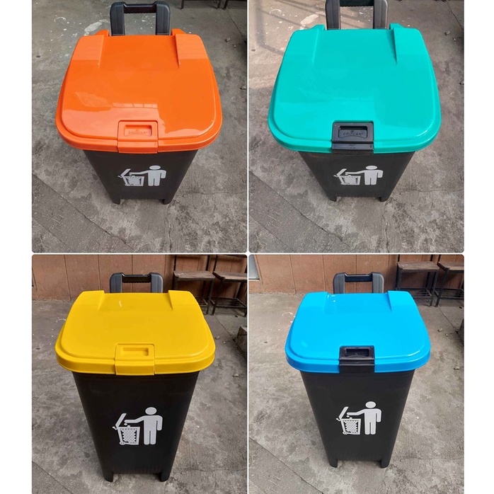 80L OROCAN Trash Bin Trash Can With Wheels And Lock RANDOM COLOR