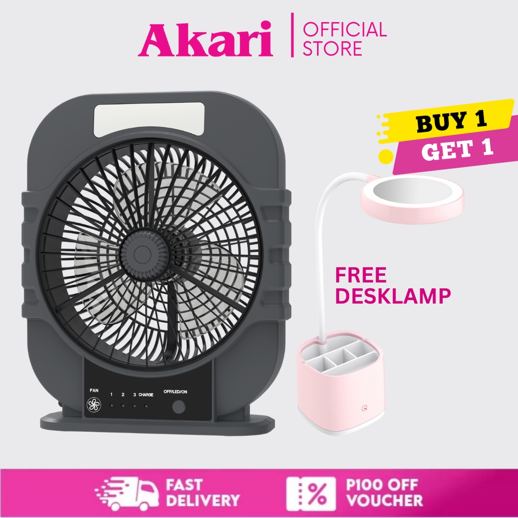 Akari Rechargeable Oscillating Desk Fan With Led Night Light Arf Free Desklamp
