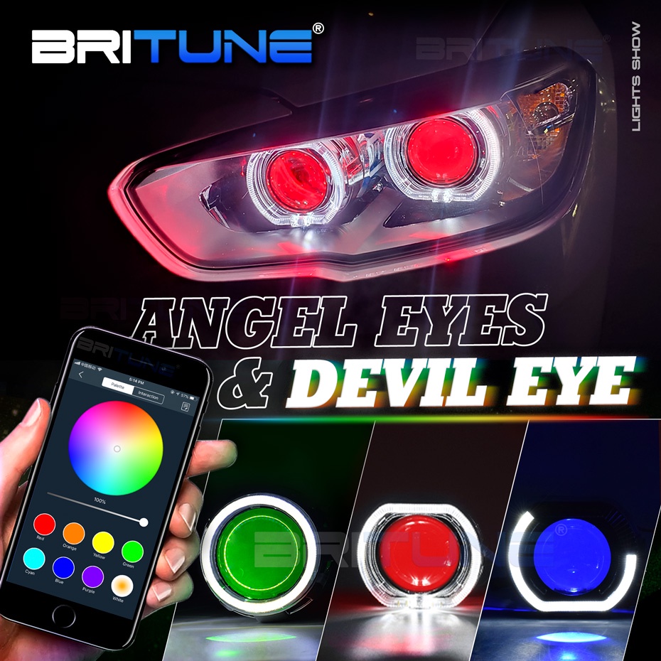 Led Bluetooth Devil Eye App Rgb H H Led Projector Angel Eye Halo Ring