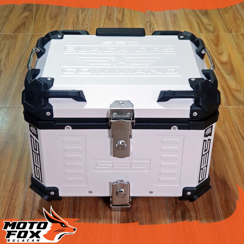 SEC Black OPS Command White 45L Alloy Top Box With Back Rest Shopee