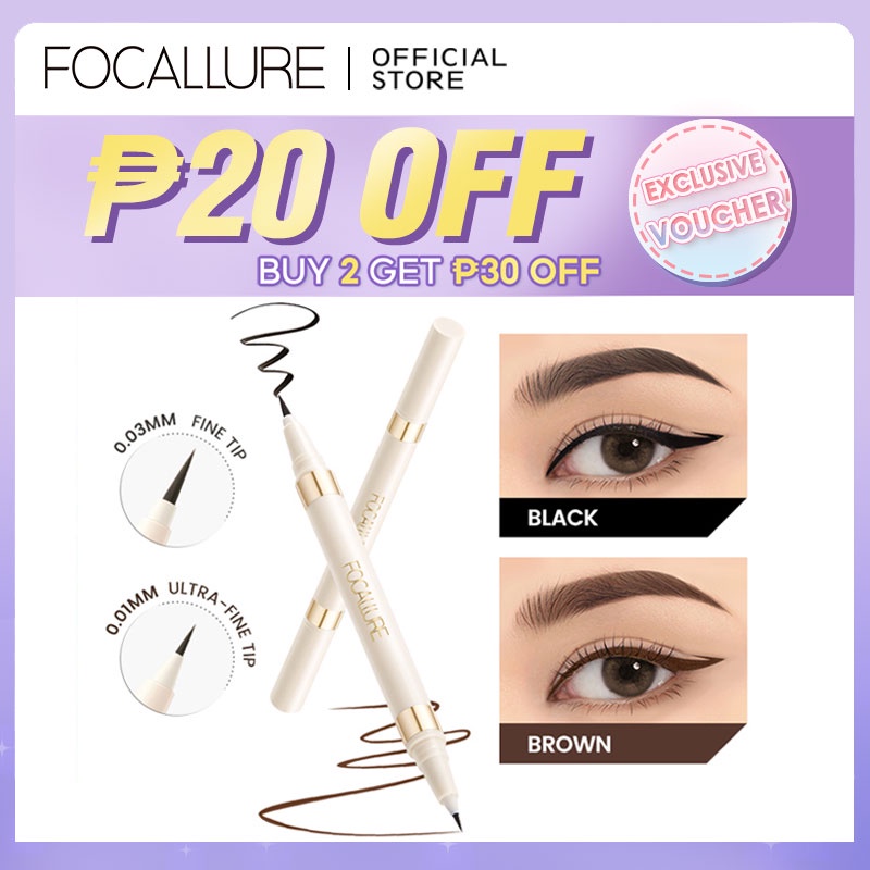 FOCALLURE AmberGold Double Ended Liquid Eyeliner Waterproof 2 In 1 Fine