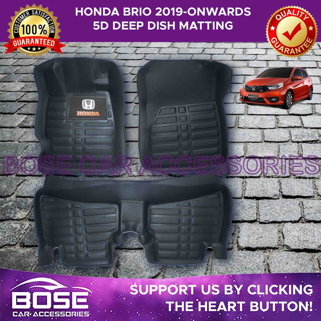 5D Black Deep Dish Matting For Honda Brio 2019 ON Floor Liner Mats