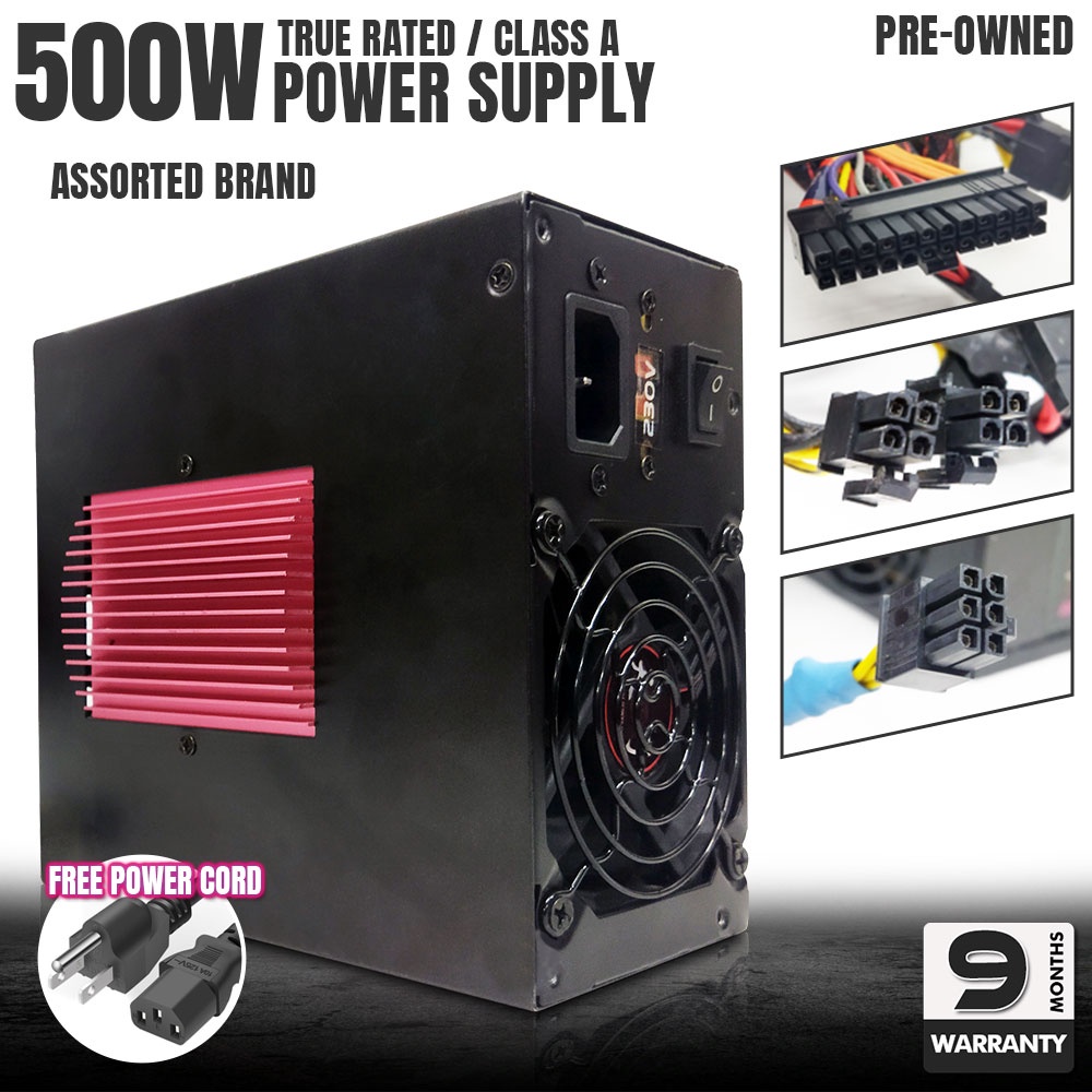 Corensi True Rated Power Supply 500W Black PSU With Heatsink GPU Cable