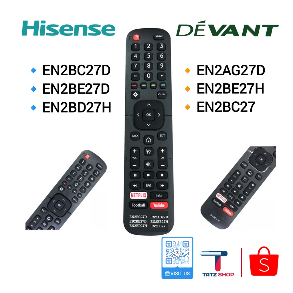 Devant Hisense Smart TV Remote Control Original EN2BD27H EN2BC27