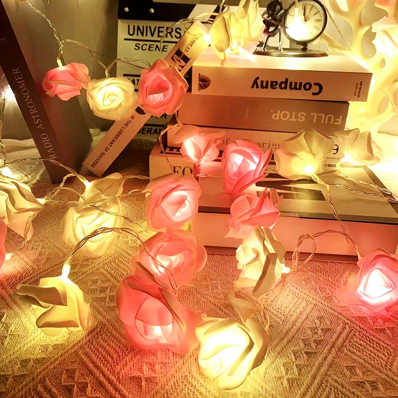 20 LED Rose Flower Fairy String Lights Artificial Flower Bouquet String