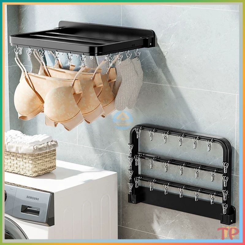 Folding Clothes Rack Without Punching Hole Punching Dual Use Hanging