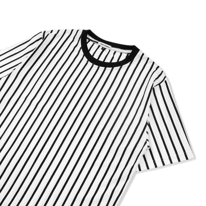 PUTIH Vertical White Stripe T-Shirt, Cotton CVC 30s | Shopee Philippines