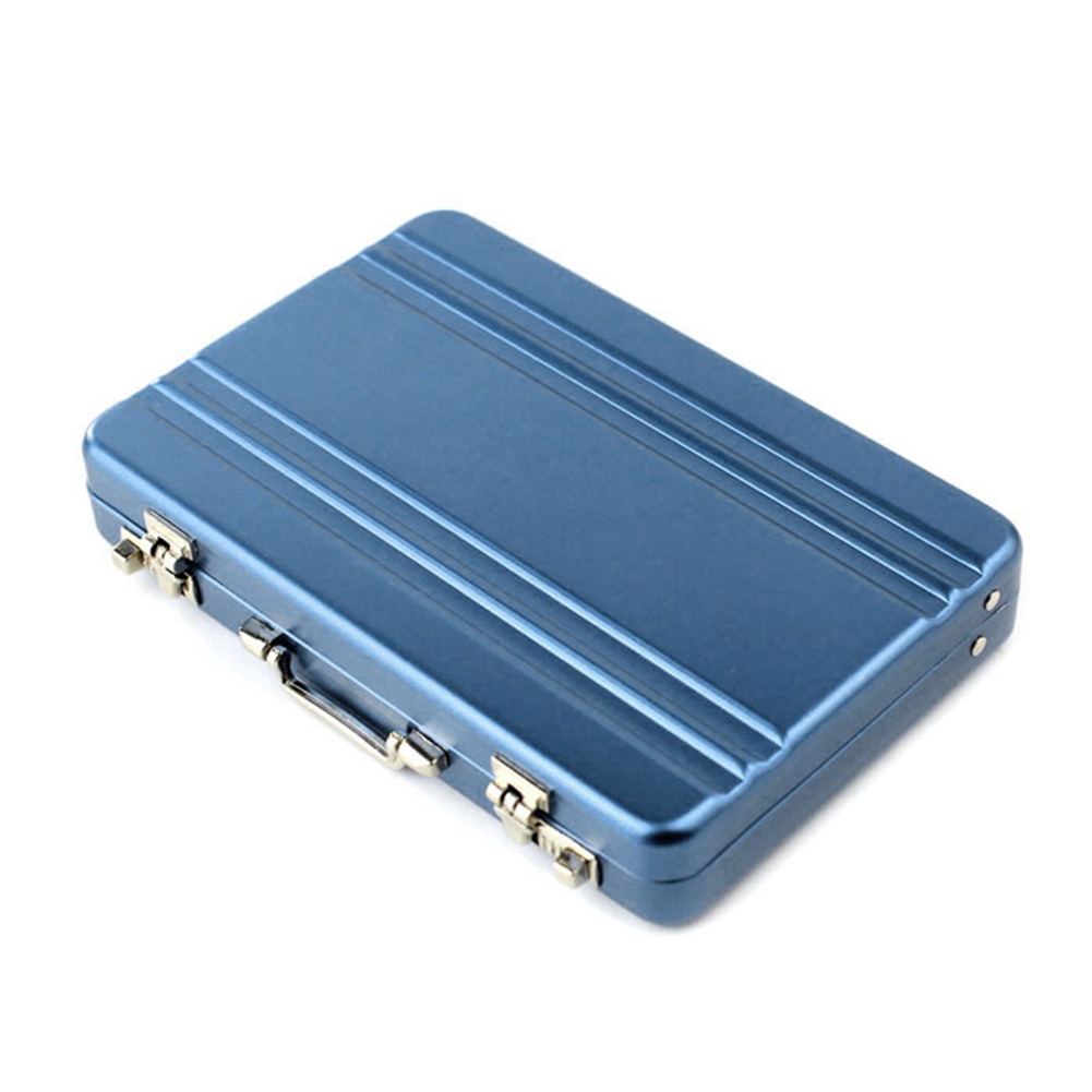 Blue Timesuper Mini Briefcase Business Card Holder Aluminium Credit Card Holder 
