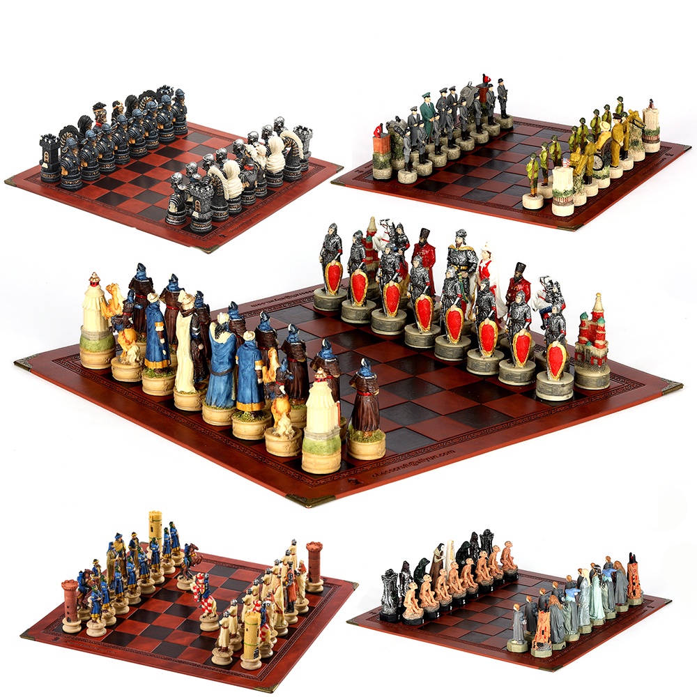 War-themed Chess Set Genghis Khan Vs. Russia-32 3D Figures, Carved and ...