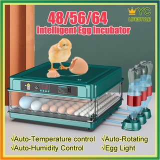 48/56/64 Eggs Fully Automatic Egg Incubator Intelligent Digital Hatcher Brooder Temperature Control