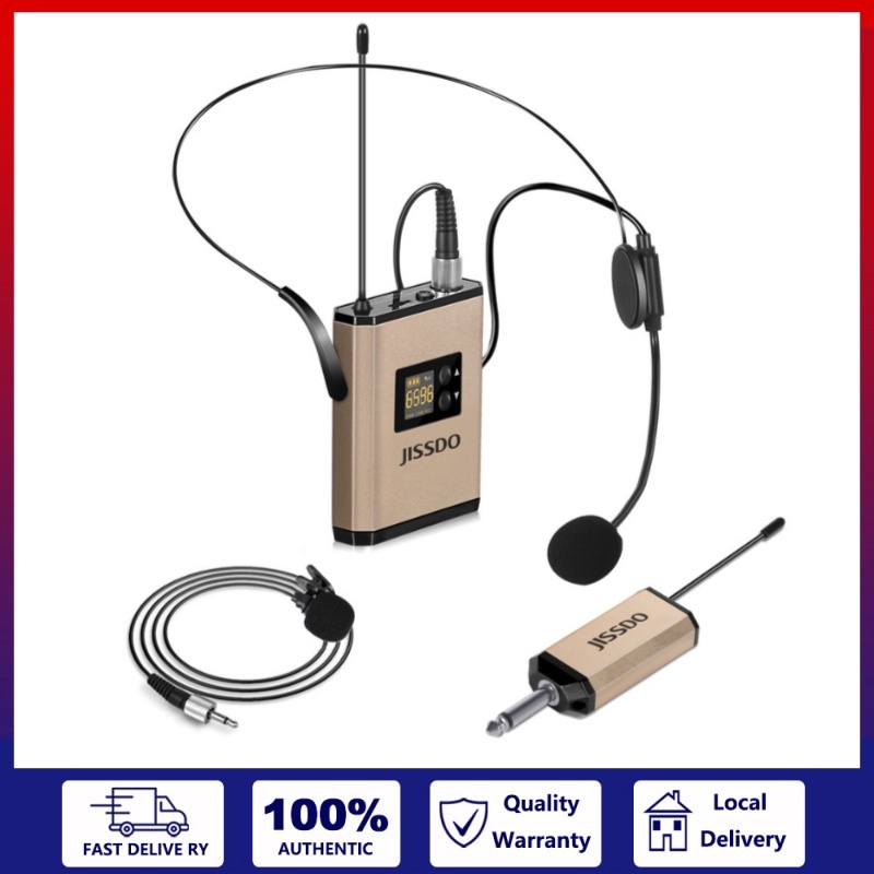 Wireless Headset Microphone Lavalier Lapel Mic, UHF Microphone System