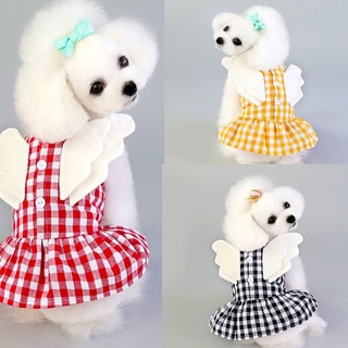 Small Wing Checked Skirt Summer Thin Teddy Pet Dog Pomeranian Poodle Schnauzer Bichon Clothes Dogs #1