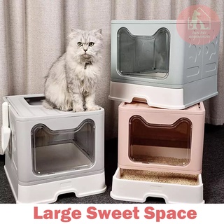 Large Cat Litter Box Foldable Top Entry Litter Box with Lid Easy Clean No Smell Cat Litter Box COD