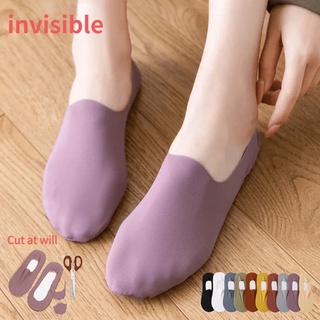 5 pairs Ice silk boat socks, thin invisible socks, no traces, non-slip, and pure cotton socks