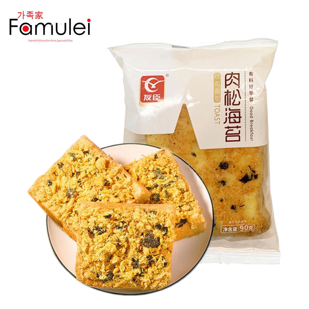 Youchen Pork Floss Seaweed Toast Bread 90g (Good for Breakfast