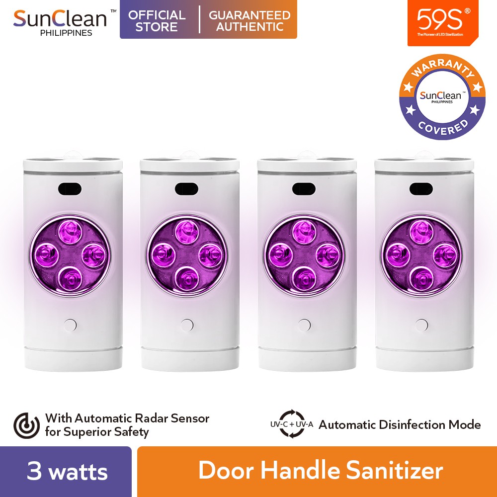 SunClean 4 pcs. Automatic Door Handle Sanitizer with Motion Sensor, Rechargeable battery No