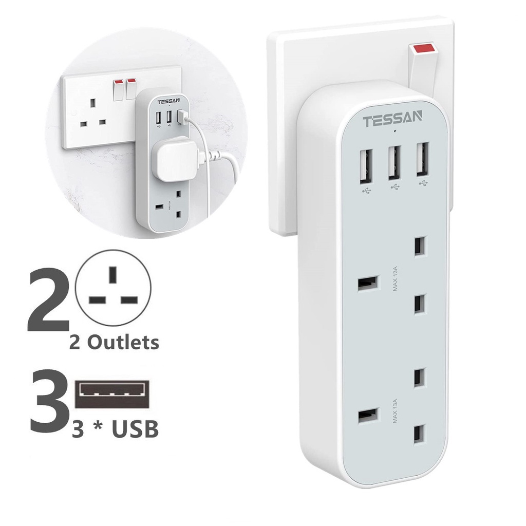 double-plug-adaptor-with-3-usb-tessan-2-way-multi-plugs-extension