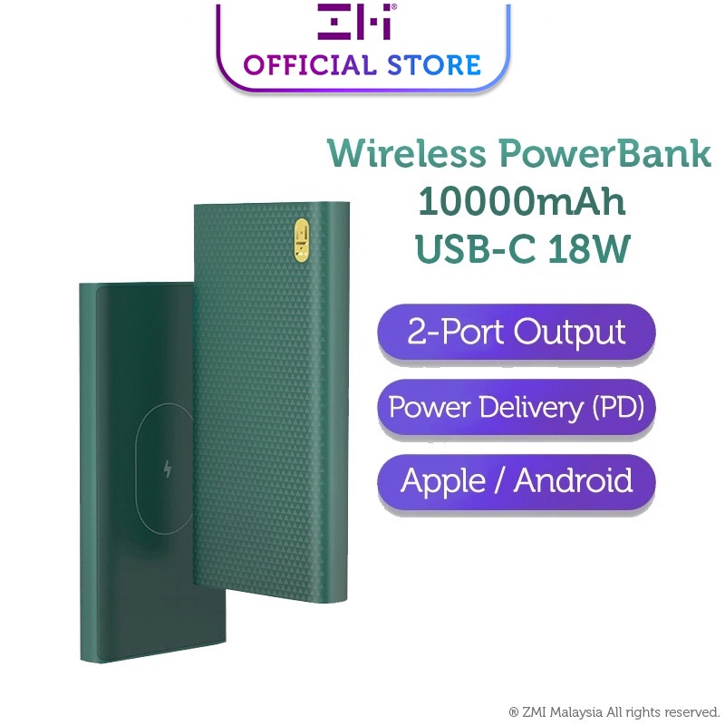 ZMI WPB01 Wireless Charging USBC Power Bank PD 18W Include USB TypeC