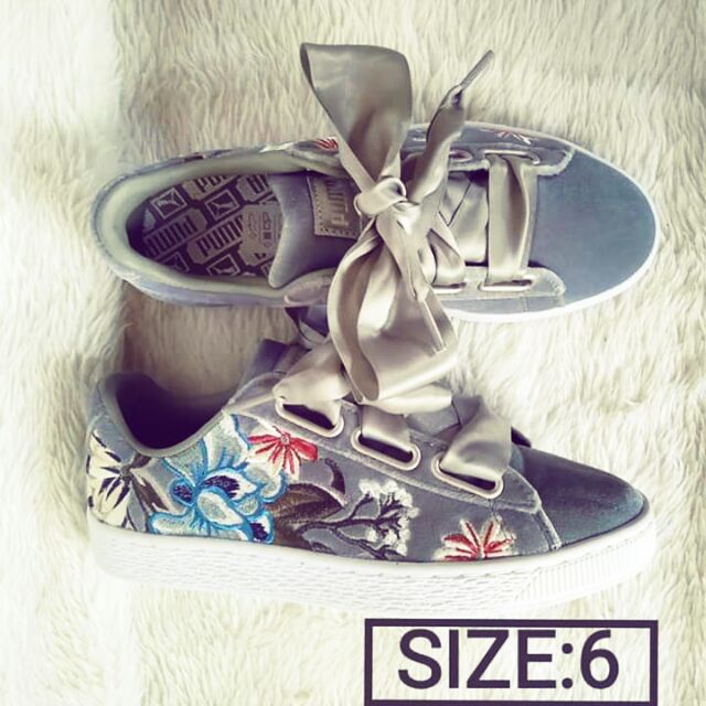 puma basket heart hyper embroidered sneaker