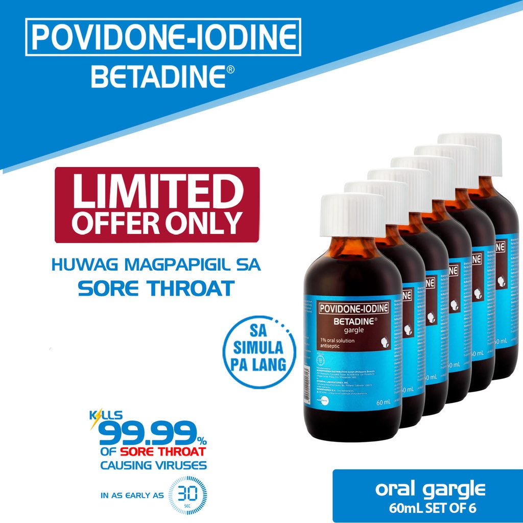 BETADINE® (PovidoneIodine) Gargle 60mL Set of 6 Suki Pack Shopee