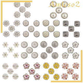 [AMLESO2] 5pcs Flower Crystal Sewing Shank Buttons for Garment Accessories DIY Decor #9