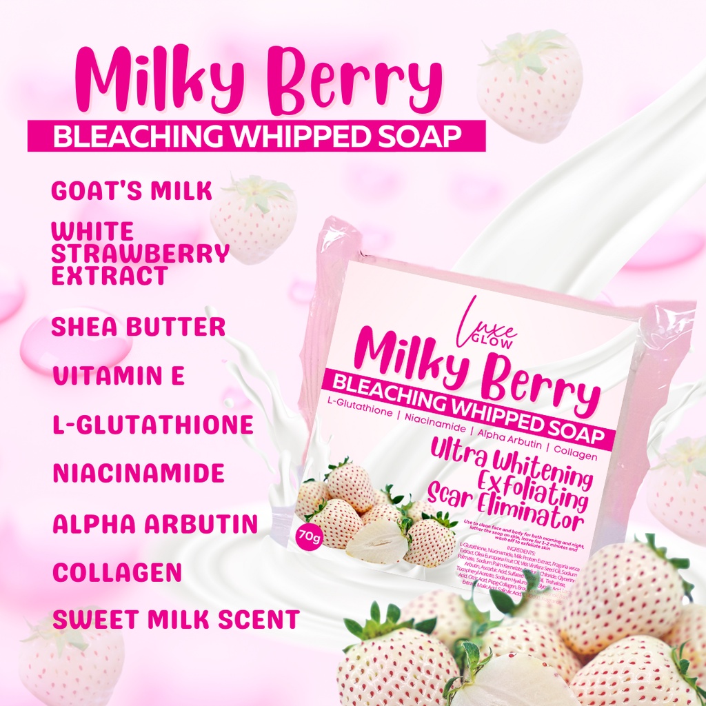 Milky Berry Bleaching Whipped Soap Scar Remover LUXEGLOW Shopee