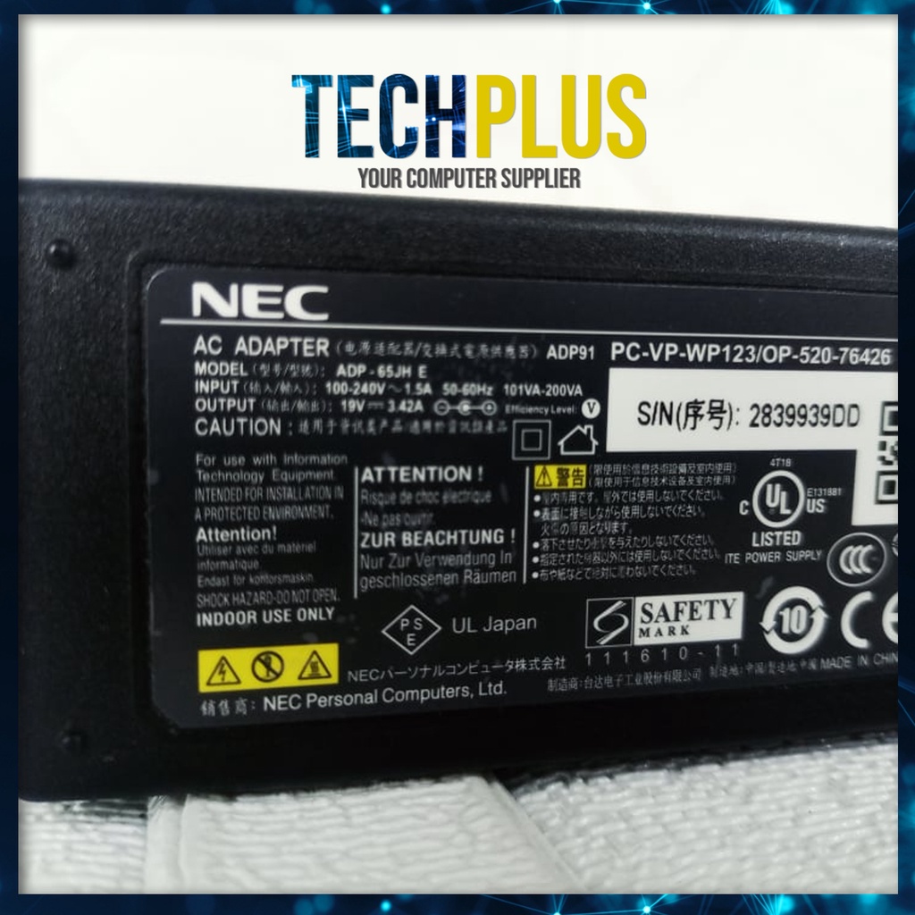 Nec Laptop Charger Model Adp 65jh E 19v 3 25a Shopee Philippines