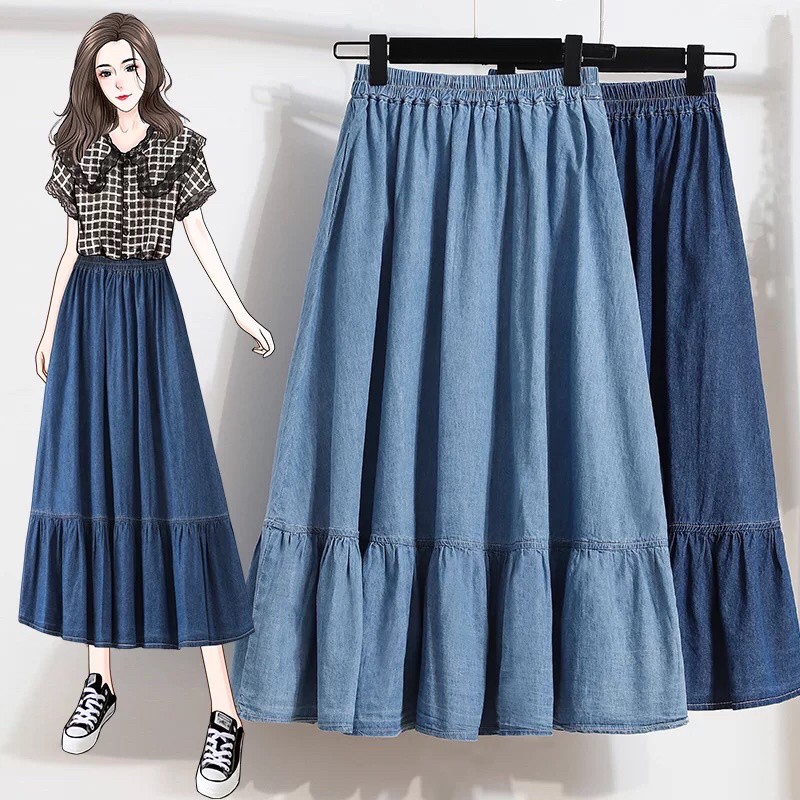 Maxi Denim Skirt Maong Long Skirt Casual Skirts | Shopee Philippines