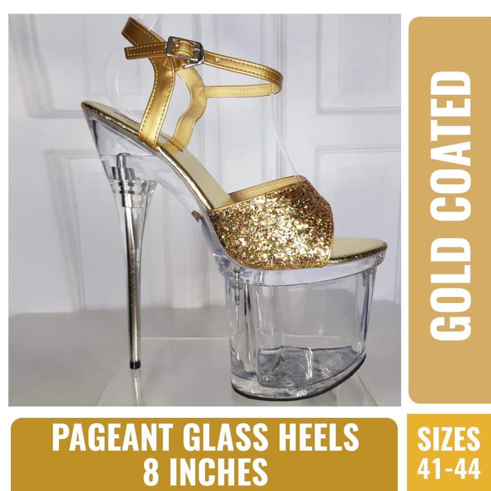 gold glass heels