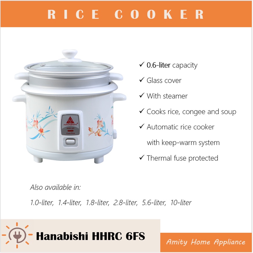 Hanabishi Rice Cooker with Steamer 0.6L HHRC 6FS Shopee Philippines