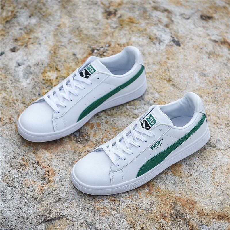 puma suede white green