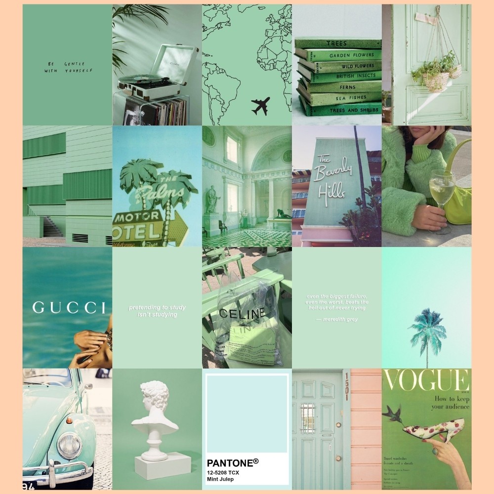 Mint Green Aesthetic Wall Collage Set Shopee Philippines