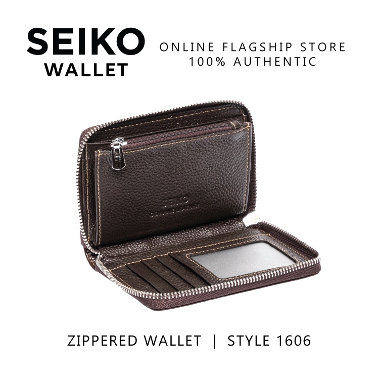 Seiko Wallet Genuine Leather Zipper Wallet Original Authentic for Men or  Women Black 1606 | Shopee Philippines