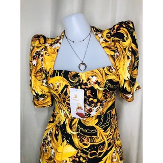 LADIES BBK MAXI DRESS VERSACE YELLOW/BLACK | Shopee Philippines